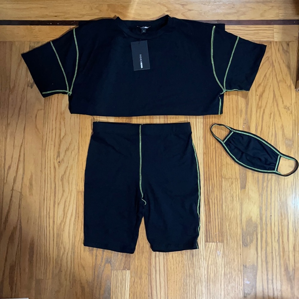 Biker Short Set - Black with Neon Green trim *NWT*